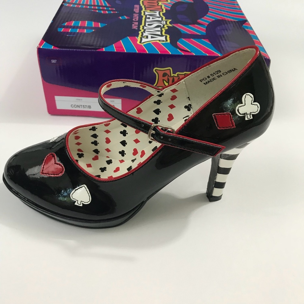 Funtasma Black Mary Jane Playing Card Heels Size 8